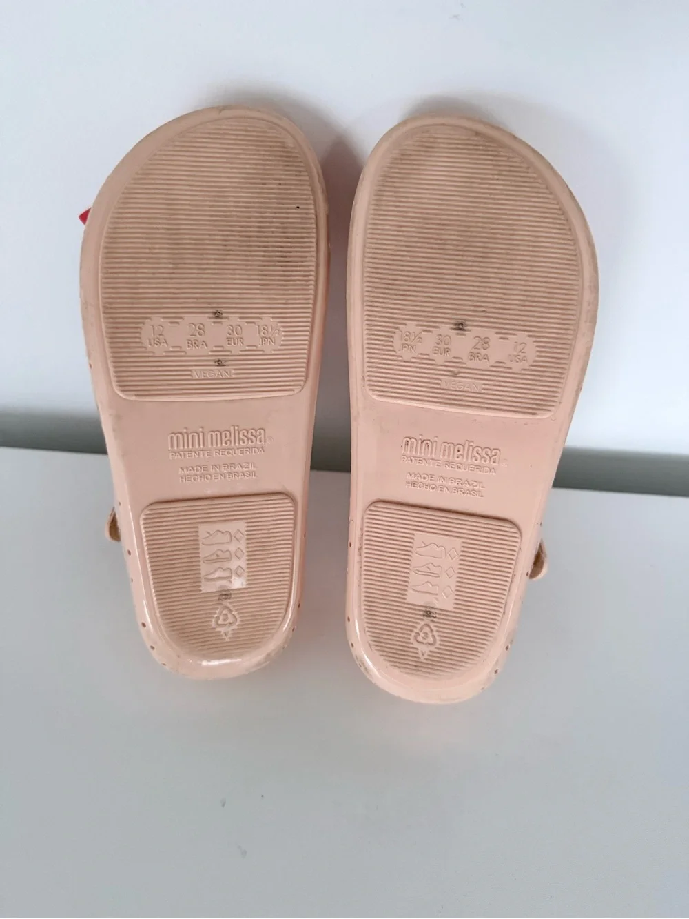 Mini Melissa Pale Pink Mary Jane Shoes with Dark Pink Bows